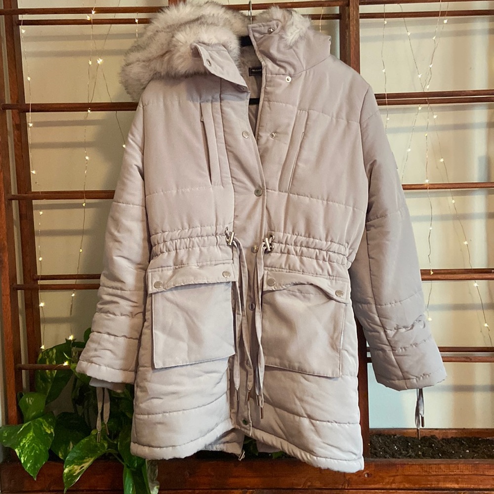 Maniere de Voir Faux Fur Longline Coat - Grey US 4 / UK 8